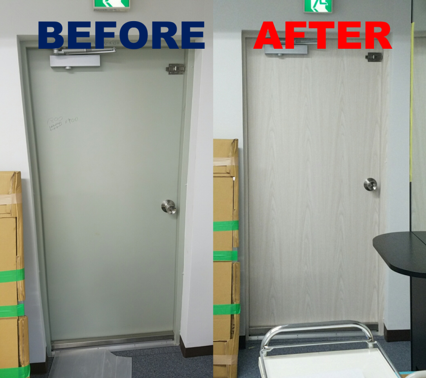 古いオフィスを新しく見せる。硬質塩ビタックシートでビフォー＆アフター！