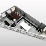 定番の内装メニュー～ガラス入りアルミブラックフレームをメインに、ステンレス切り文字サインを添えて～